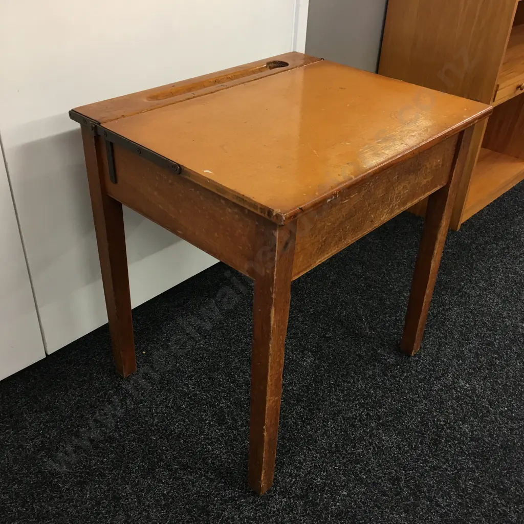 Vintage School Desk With Lift-up Top, H62 W59 D49cm Image 1++