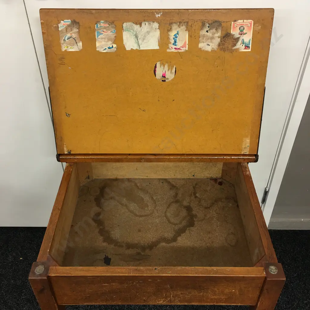 Vintage School Desk With Lift-up Top, H62 W59 D49cm Image 1++
