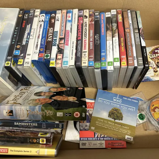 Box Of Assorted Dvds Etc