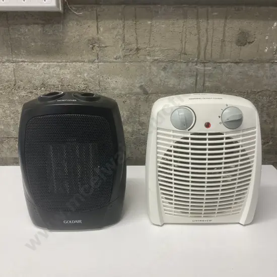 Goldair PTC-903 1500W Portable Heater - Black, Living & Co FH211B 2000W Portable Heater - White