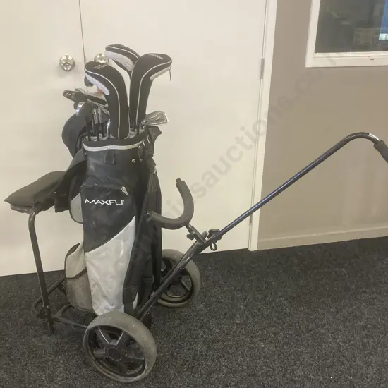 Wilson L/H Golf Club Set With Spectrum One-Ball Putter, MAXFLI Golf Bag & Top Elite Golf Trundler