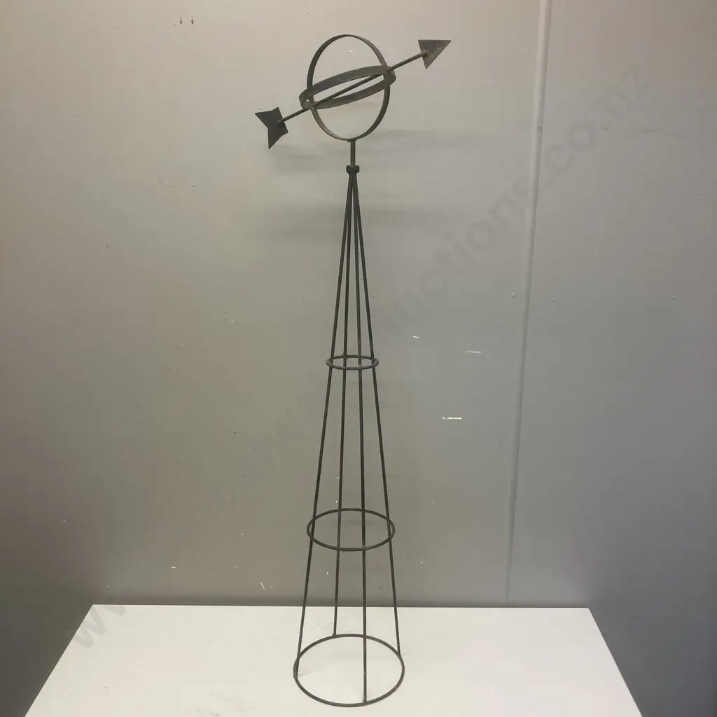 Black Steel Armillary Obelisk Garden Ornament, 105cm Image 1++