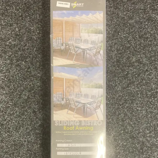Sliding Bistro Roof Awning, Ash Colour, 180 x 300cm, Smart Home Products