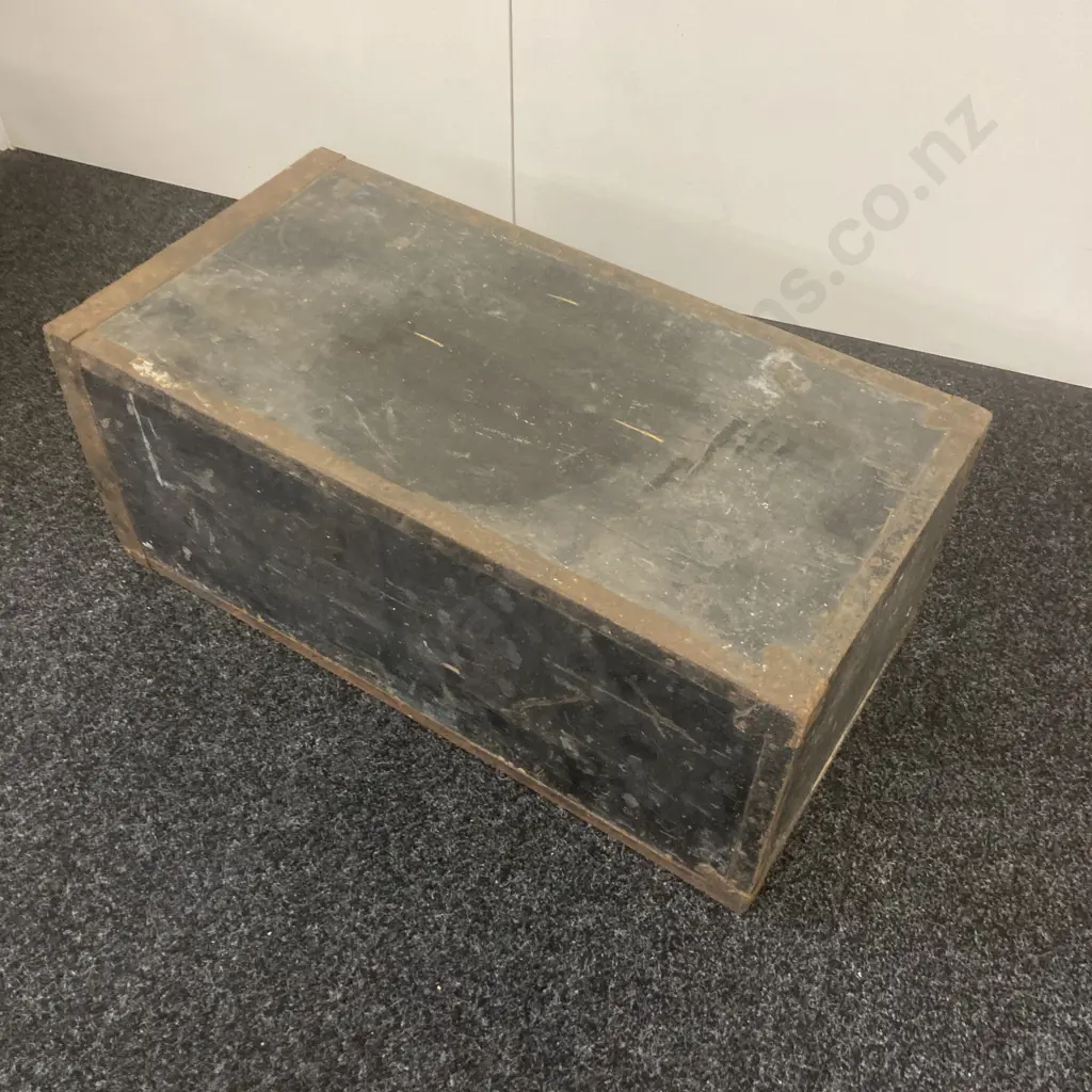 Vintage Wooden Storage Drawer, Steel Bound, H31 W75 D38cm Image 1++
