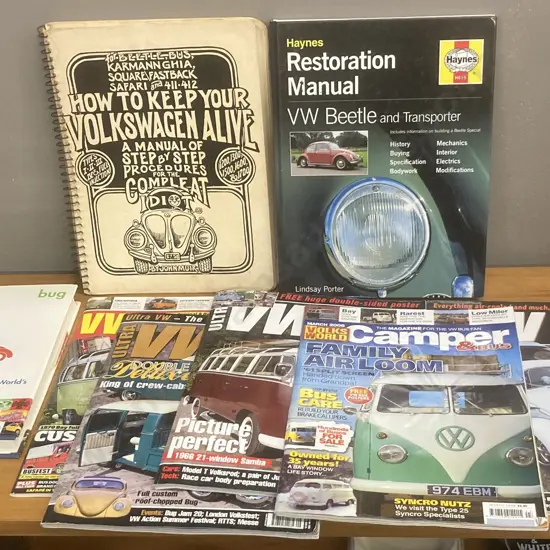VW Books John Muir How to Keep Your Volkswagen Alive, Phil Patton "Bug" Strange Mutations, Haynes Restoration Manual Etc