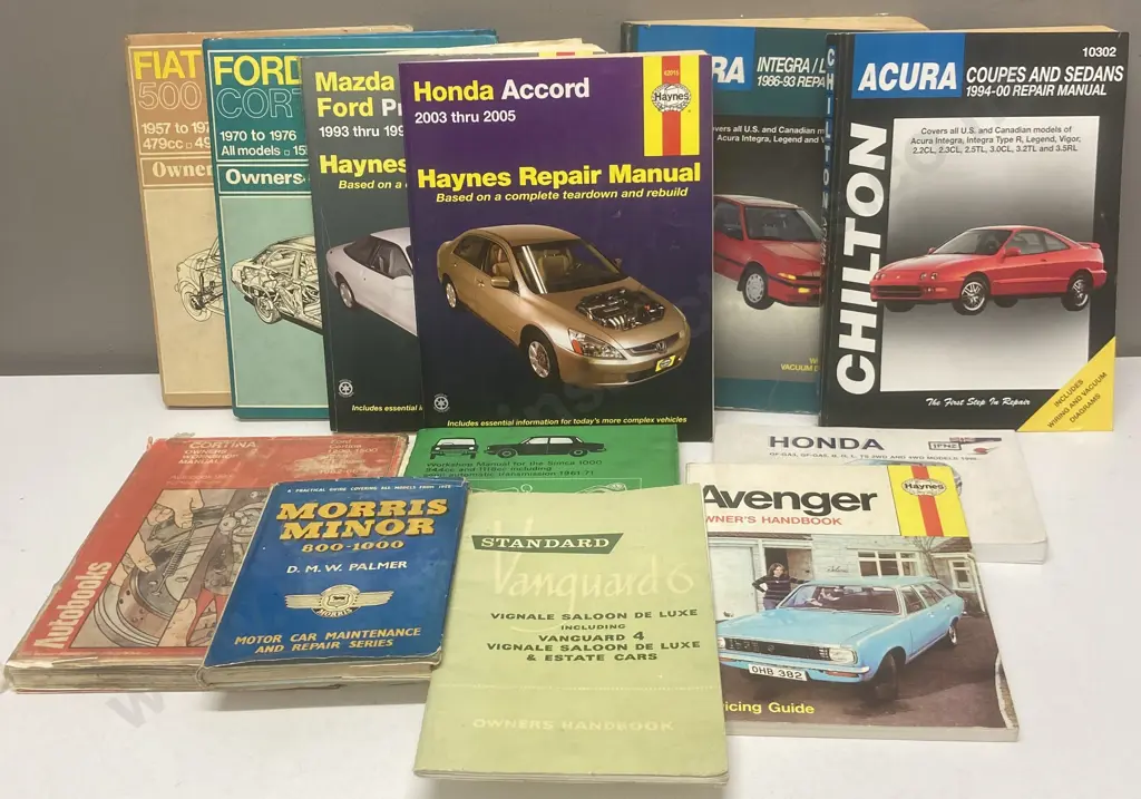 Lot of 12 Manuals - Haynes Workshop Manuals, Morris Minor 800-1000, Chilton, Autobooks, Vanguard Owners Handbook Image 1++