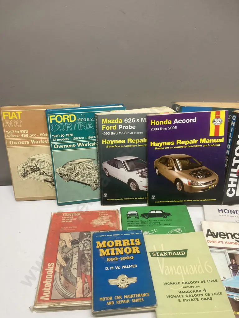 Lot of 12 Manuals - Haynes Workshop Manuals, Morris Minor 800-1000, Chilton, Autobooks, Vanguard Owners Handbook Image 1++
