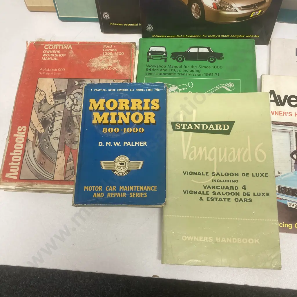 Lot of 12 Manuals - Haynes Workshop Manuals, Morris Minor 800-1000, Chilton, Autobooks, Vanguard Owners Handbook Image 1++