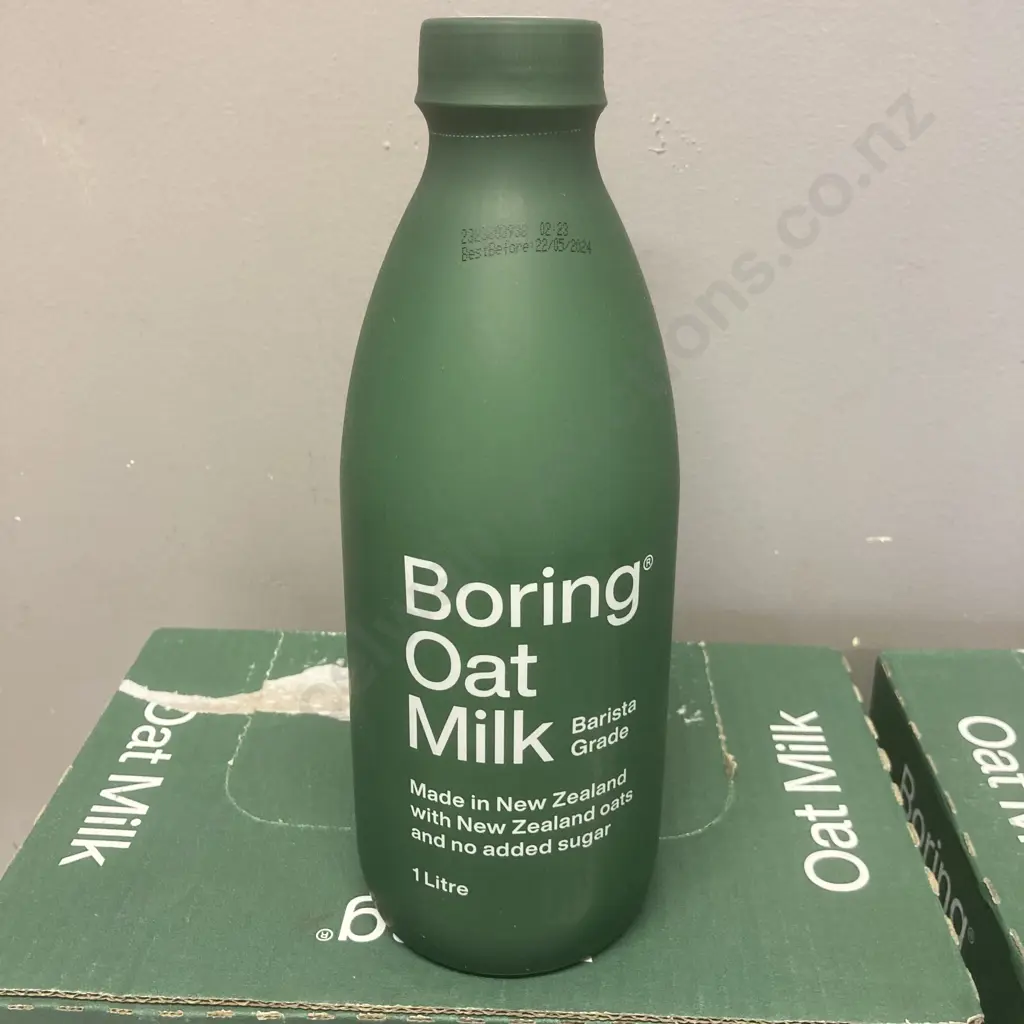2 x Cartons of Boring Oat Milk Barista 1 Litre Bottles (12 Bottles) BB 22/05/24 Image 1++
