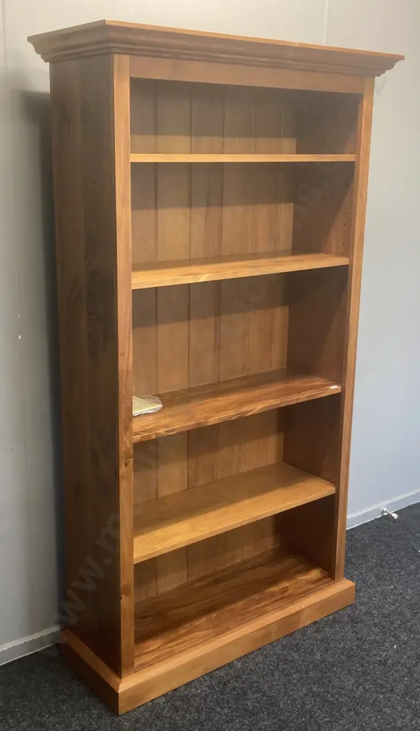 Woodpeckers Recycled Rimu Bookcase With COA, T&G Back, 3 Adjustable Shelves, 1 Fixed Shelf, H186 W106 D38cm Image 1++