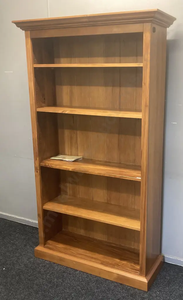 Woodpeckers Recycled Rimu Bookcase With COA, T&G Back, 3 Adjustable Shelves, 1 Fixed Shelf, H186 W106 D38cm Image 1++