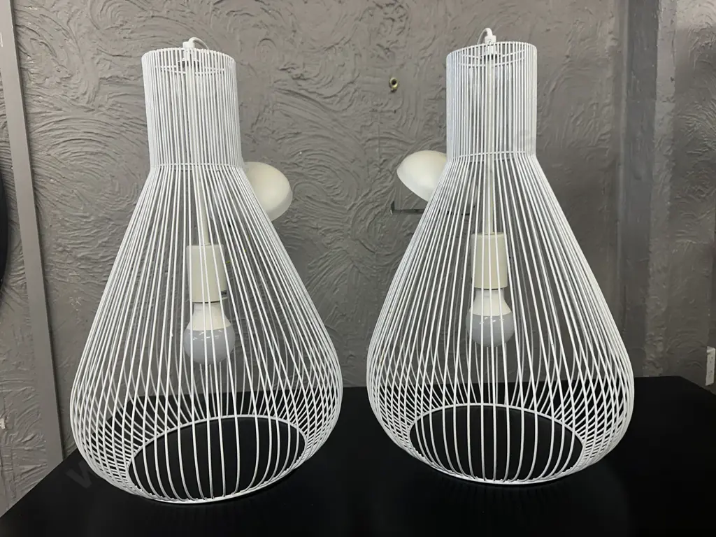 Funky White Wire Hanging Ceiling Lights H48cm. Withdrawn by Vendor Image 1++