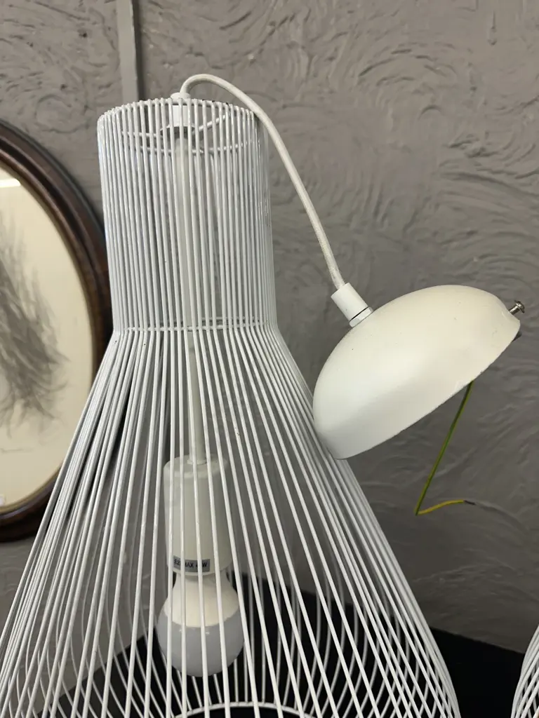 Funky White Wire Hanging Ceiling Lights H48cm. Withdrawn by Vendor Image 1++