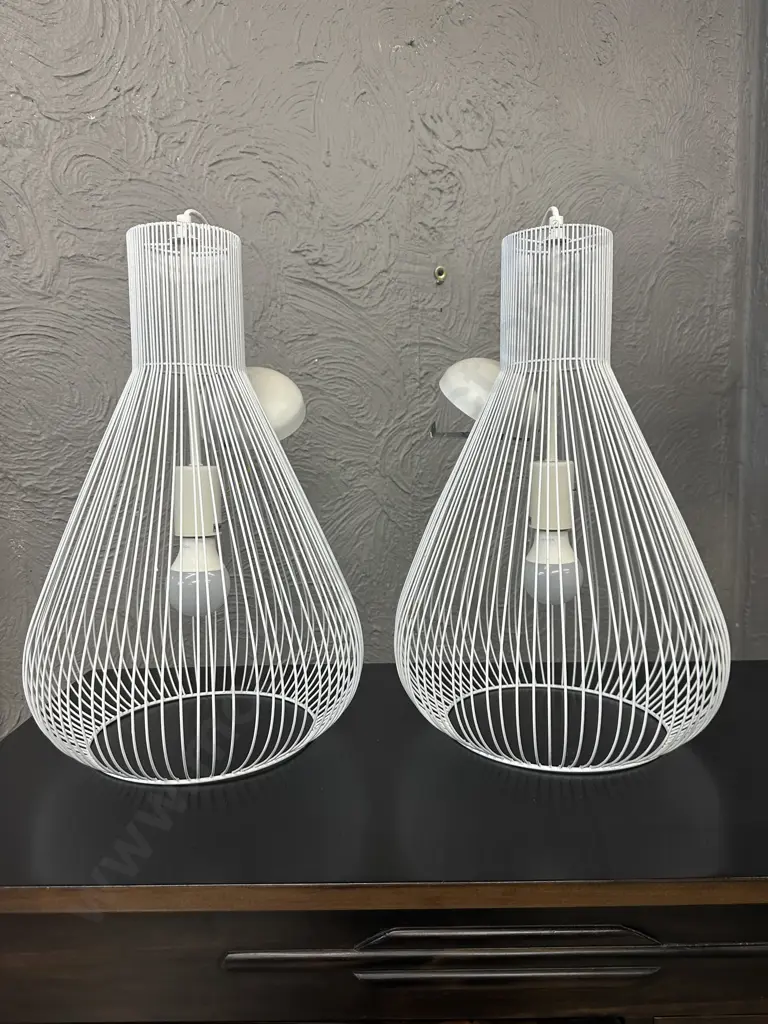 Funky White Wire Hanging Ceiling Lights H48cm. Withdrawn by Vendor Image 1++