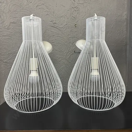 Funky White Wire Hanging Ceiling Lights H48cm. Withdrawn by Vendor