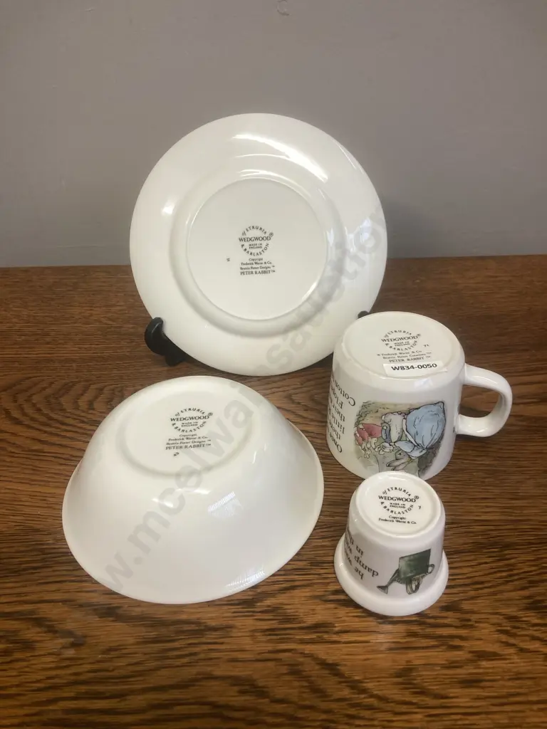 Wedgwood Beatrix Potter Peter Rabbit 4 Piece Nursery Set - Mug, Bowl, Egg Cup & Plate Image 1++