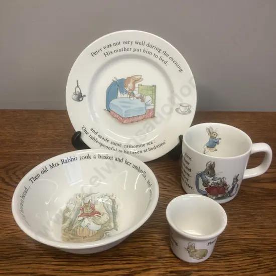 Wedgwood Beatrix Potter Peter Rabbit 4 Piece Nursery Set - Mug, Bowl, Egg Cup & Plate