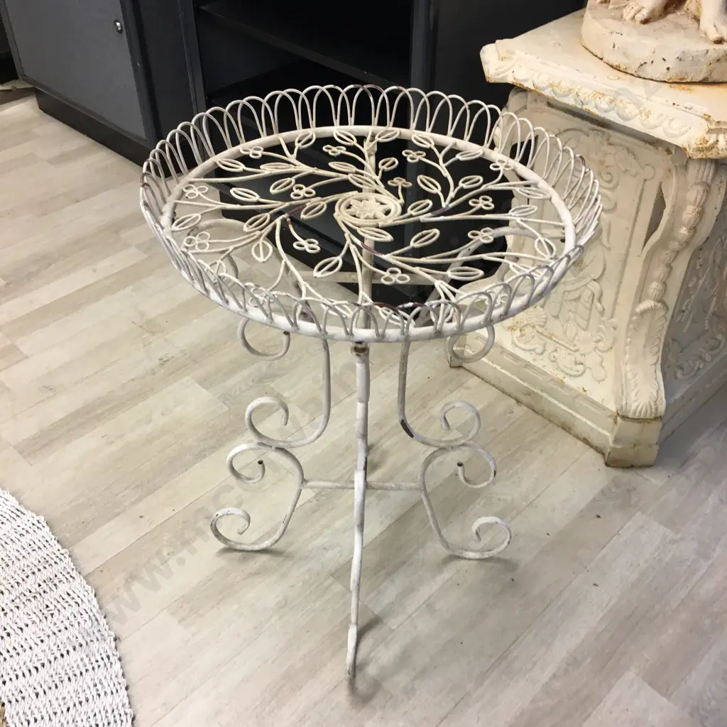 Cream Ornate Wrought Occasional Table Image 1++