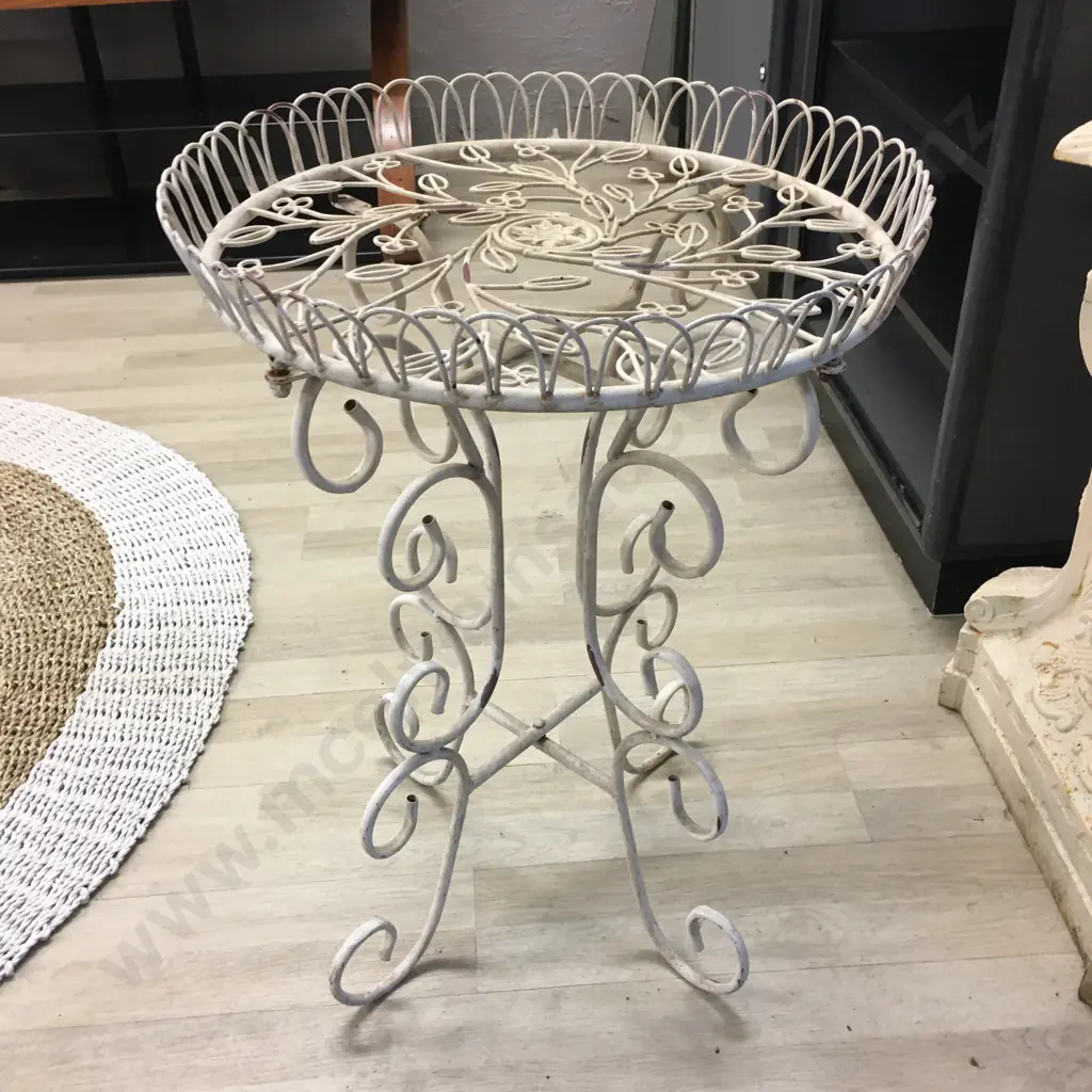 Cream Ornate Wrought Occasional Table Image 1++