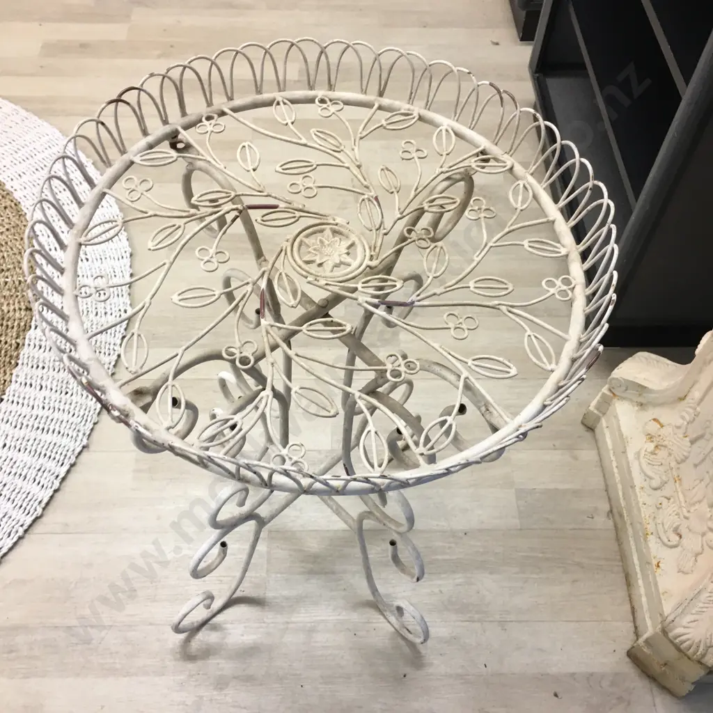 Cream Ornate Wrought Occasional Table Image 1++