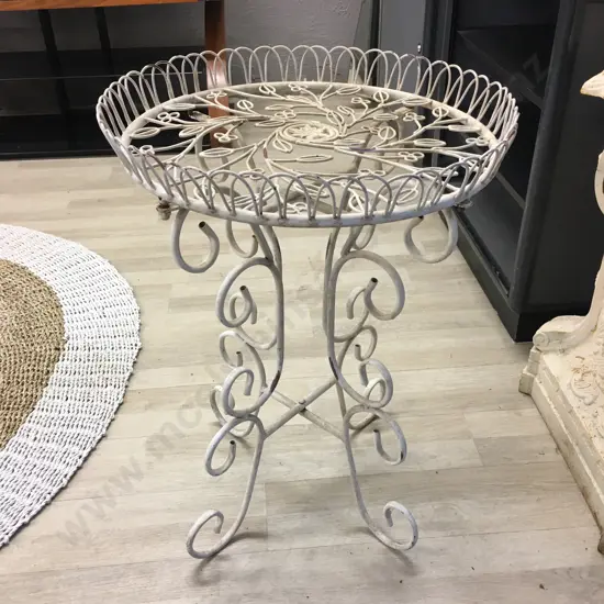 Cream Ornate Wrought Occasional Table