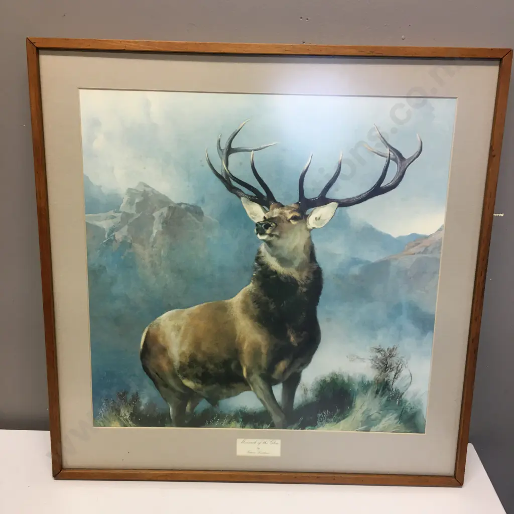 Framed Artwork 'Monarch Of The Glen' By Edwin Landseer H62.5,W62cm. Image 1++