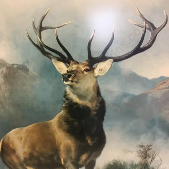 Framed Artwork 'Monarch Of The Glen' By Edwin Landseer H62.5,W62cm.