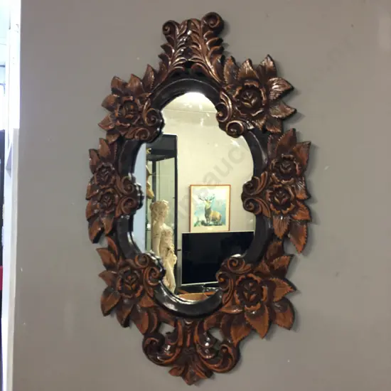Wooden Ornate Mirror H75,W50cm.