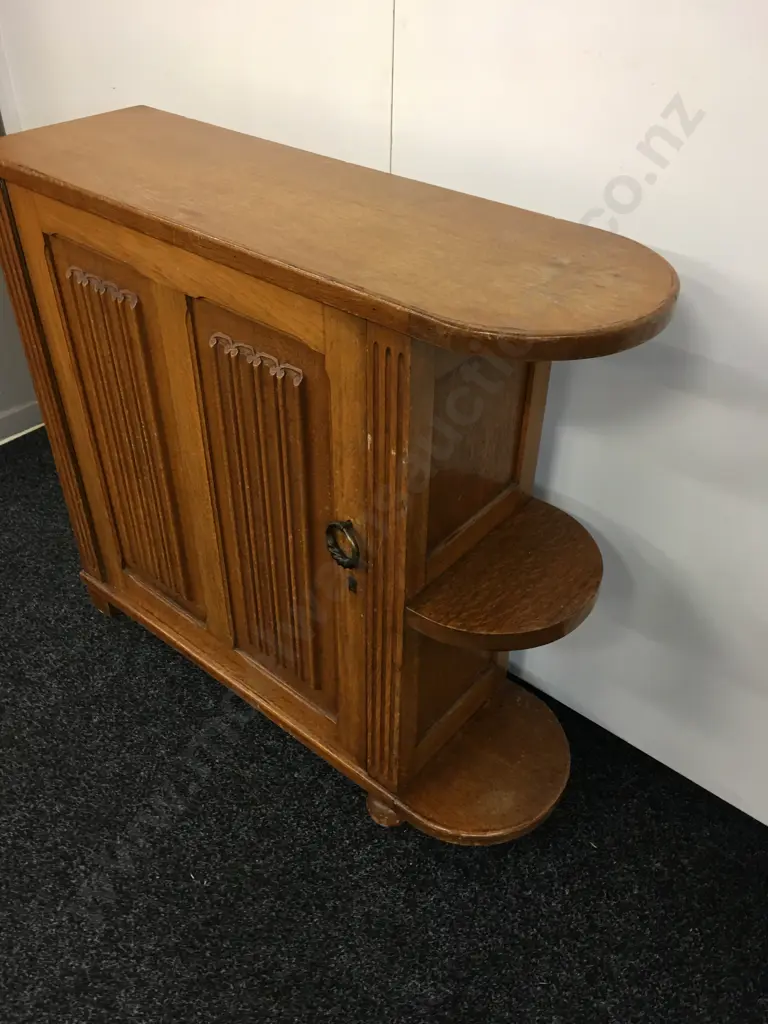 Vintage Oak Telephone Table Single Door, Two Tier H72,W51,D36cm. Image 1++
