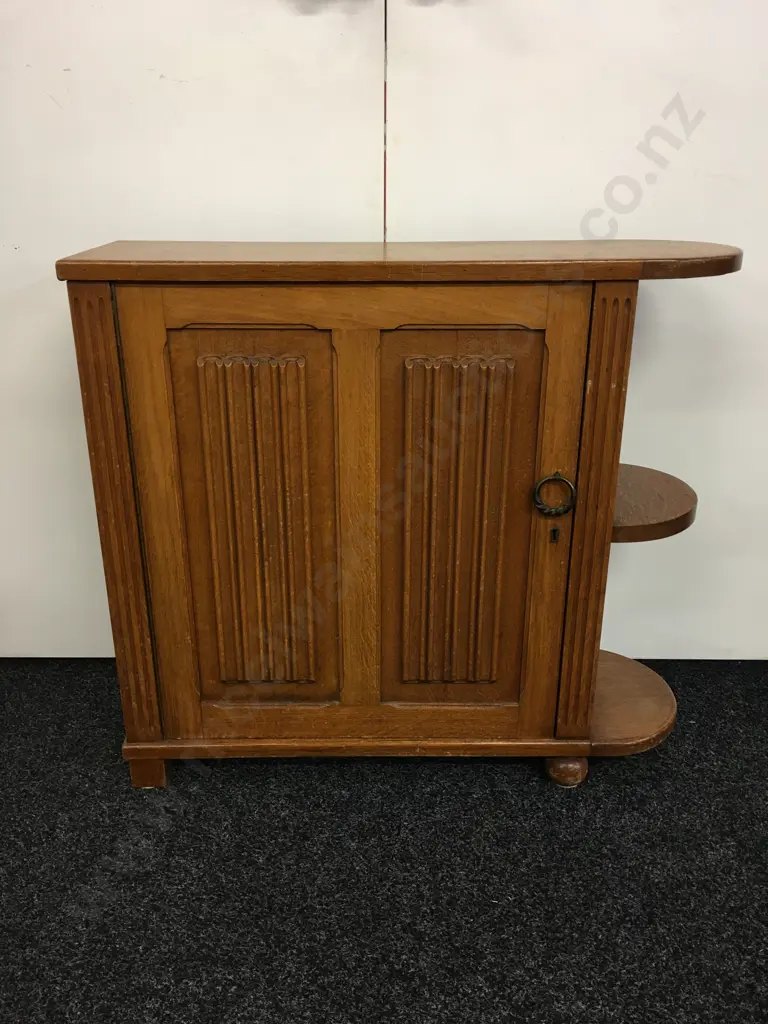 Vintage Oak Telephone Table Single Door, Two Tier H72,W51,D36cm. Image 1++