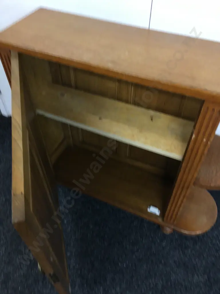 Vintage Oak Telephone Table Single Door, Two Tier H72,W51,D36cm. Image 1++