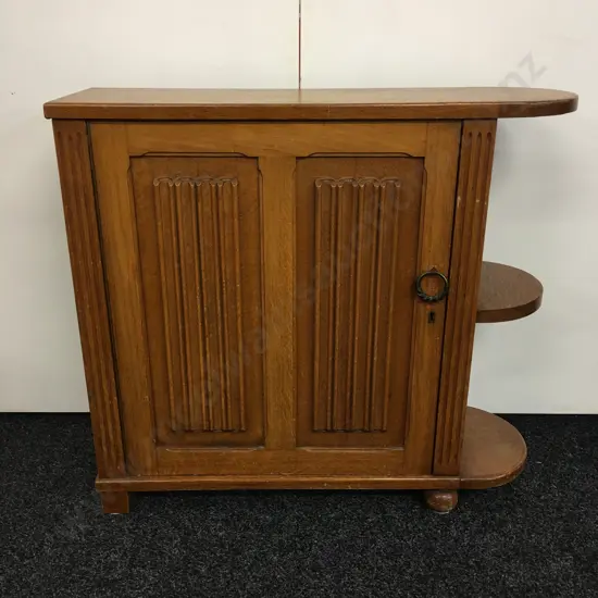 Vintage Oak Telephone Table Single Door, Two Tier H72,W51,D36cm.