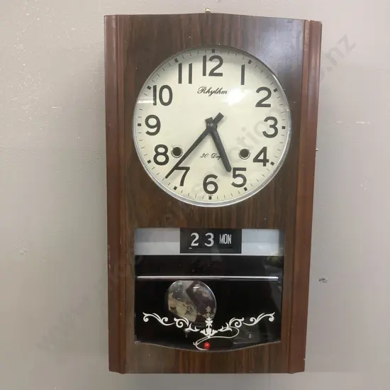 Vintage Rhythm 30 Day Calendar Wall Clock