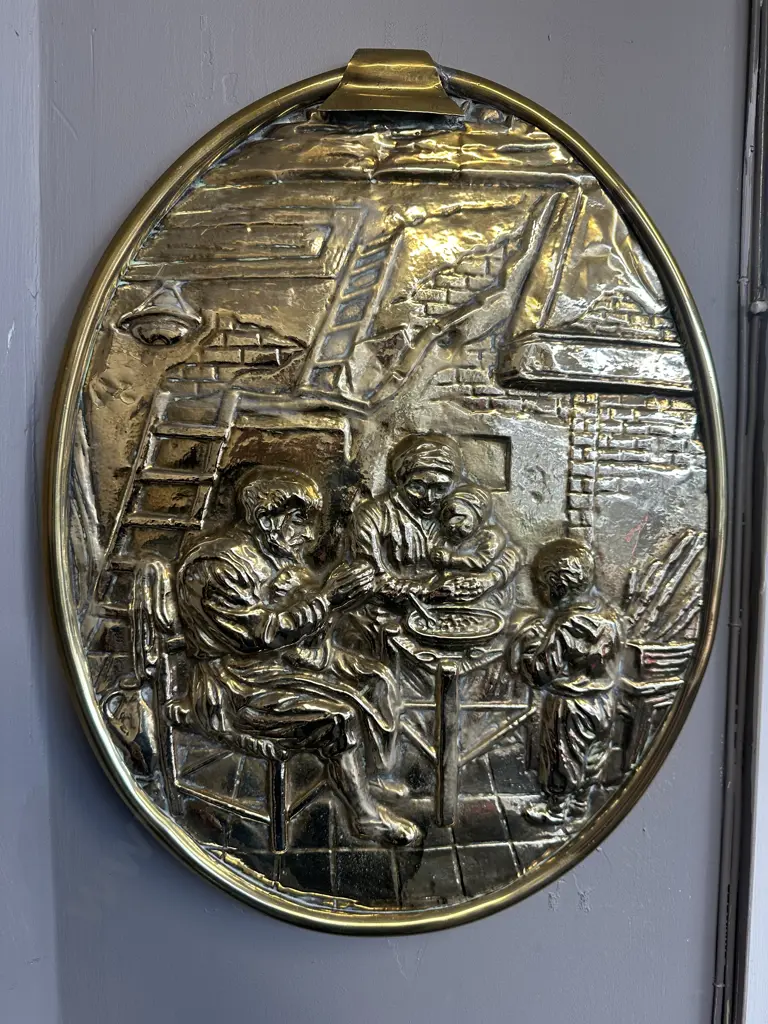 Vintage Brass Repousse Wall Plaque H50cmw38cm. Image 1++