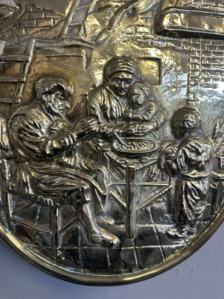 Vintage Brass Repousse Wall Plaque H50cmw38cm. Image 1++