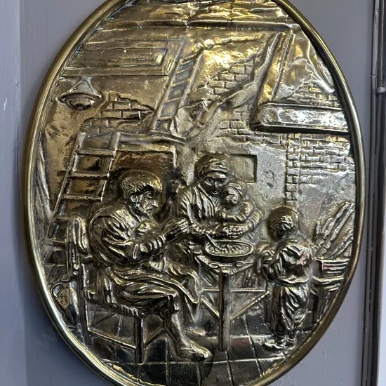 Vintage Brass Repousse Wall Plaque H50cmw38cm.