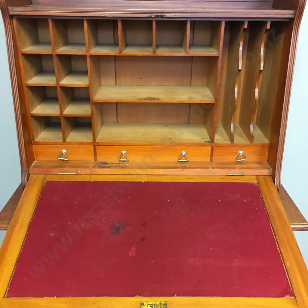 Kauri Writing Bureau With 16 Partitions, 5 Drawers, Felt Writing Slope Image 1++