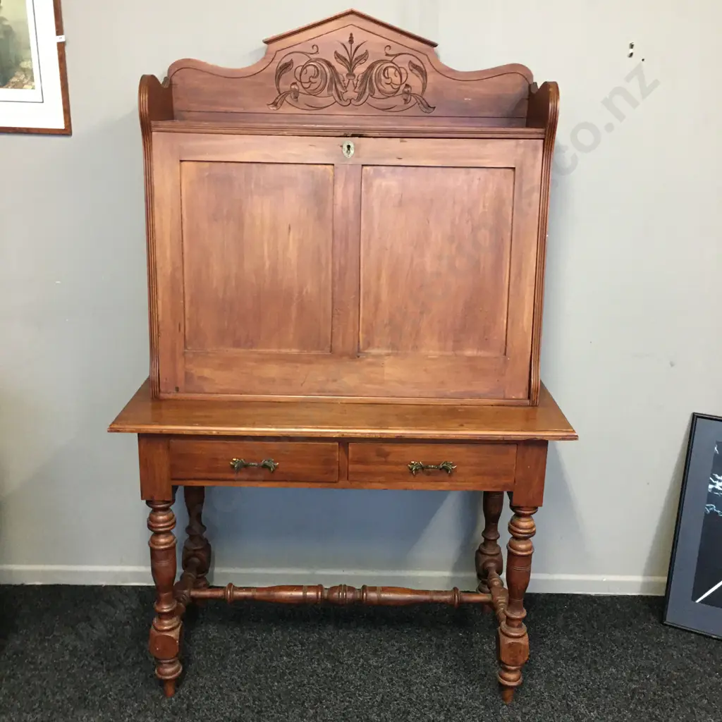 Kauri Writing Bureau With 16 Partitions, 5 Drawers, Felt Writing Slope Image 1++