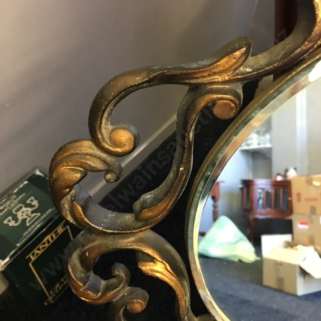 Vintage Oval Ornate Mirror Bevelled Edge H49,W67 Image 1++