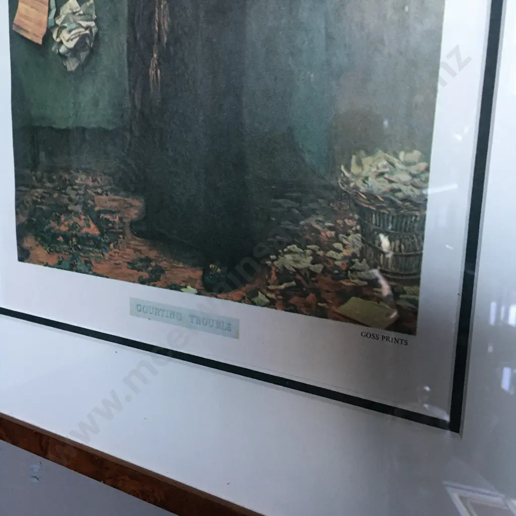 Framed Artwork 'Courting Trouble' Goss Prints H50cm,WQ39cm. Image 1++