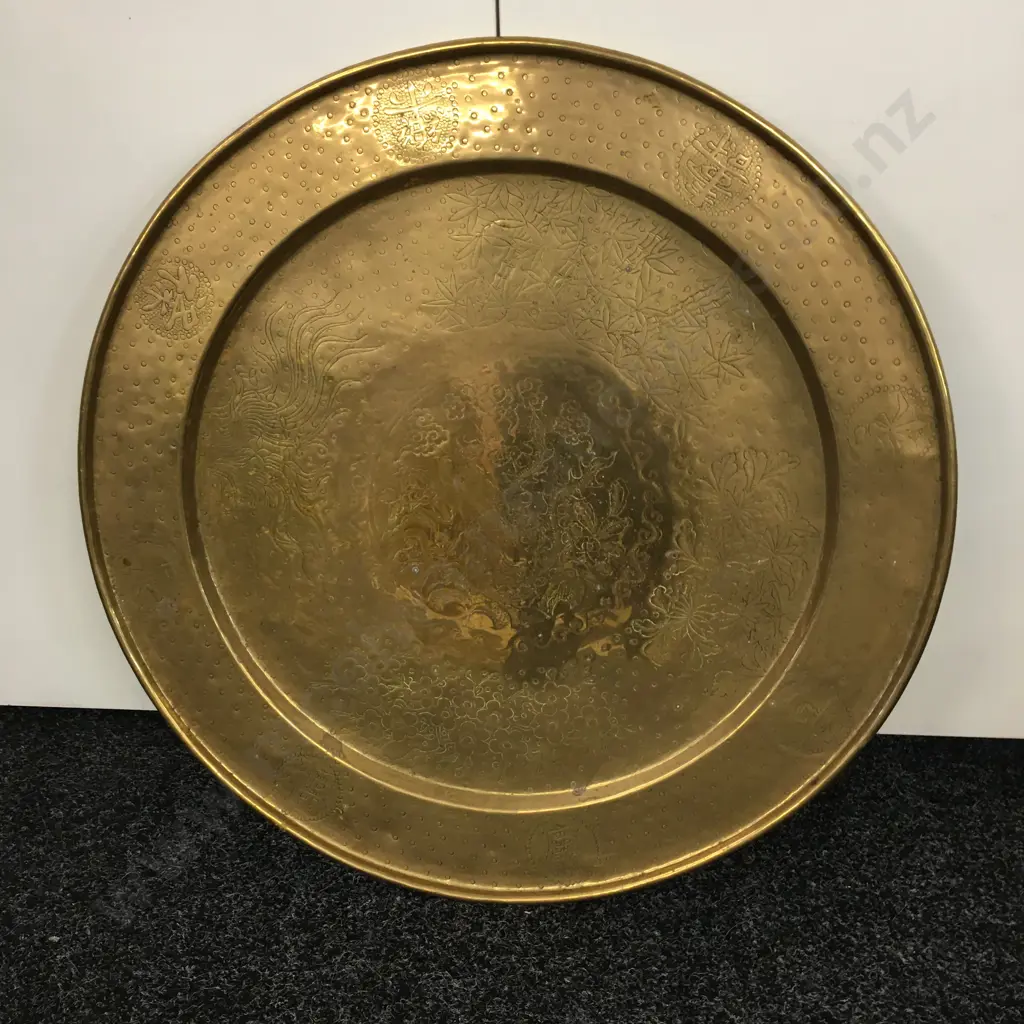 Large Vintage Round Brass Platter Dia62cm. Image 1++