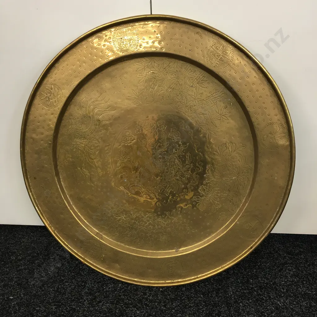 Large Vintage Round Brass Platter Dia62cm. Image 1++