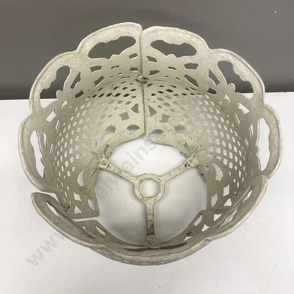 Vintage Cast Aluminium Footed Lattice Pot Plant Holder, Victorian Lace, 30 x 31cm Image 1++
