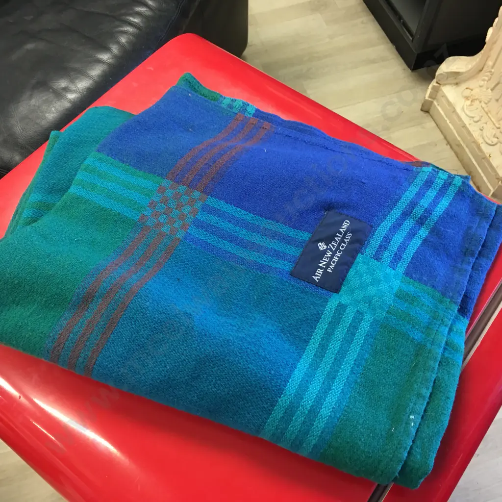 Vintage Green Air New Zealand Pacific Class Blanket By John Horsfall England Image 1++