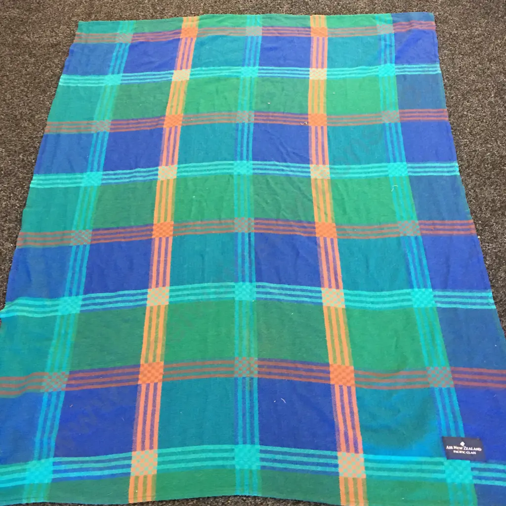 Vintage Green Air New Zealand Pacific Class Blanket By John Horsfall England Image 1++