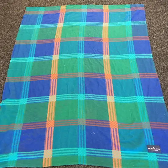 Vintage Green Air New Zealand Pacific Class Blanket By John Horsfall England