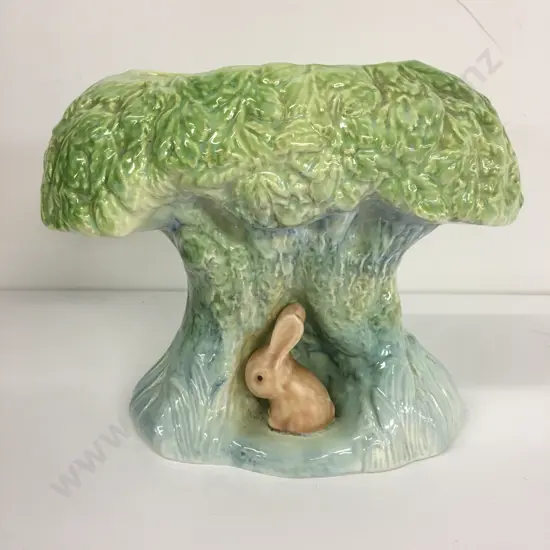 Vintage Rare Rabbit Under Tree Vase / Wall Pocket #354 H15cm.