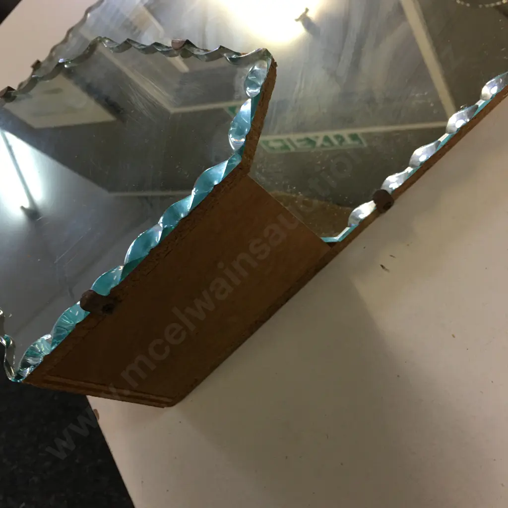 Vintage Retro Boxed Mirror With Pie Crust Edge 36cm. Image 1++