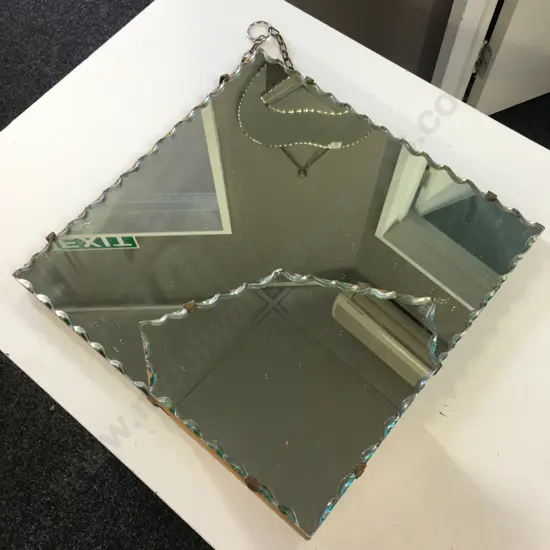 Vintage Retro Boxed Mirror With Pie Crust Edge 36cm.