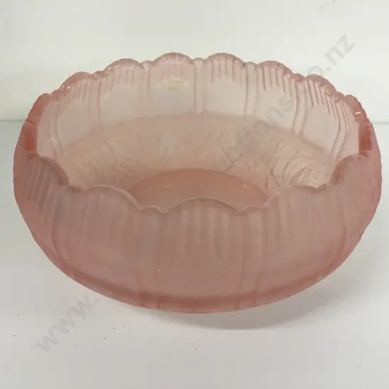1920s Art Deco Pink Sowerby Glass Rose Bowl H9,Dia17cm.